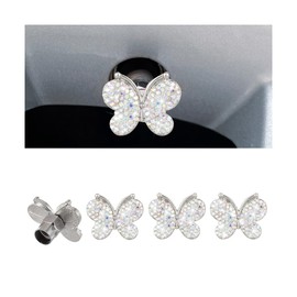 Sandfren 4PCS Bling Car Tire Valve Stem Caps, Butterfly Rhinestone Vehicle Wheel Air Cover, Diamond Dustproof Automotive Stem Decor Accessories, Universal for SUVs Trucks Motorcycles (AB Color)