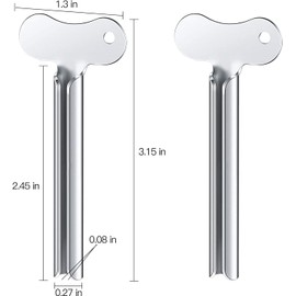 2Pcs Stainless-Steel Tube Toothpaste Squeezer Keys Metal Hair Dye Color Key Roller Dispenser Wringer Tool Processing Bathroom Safety, Aids and Accessories