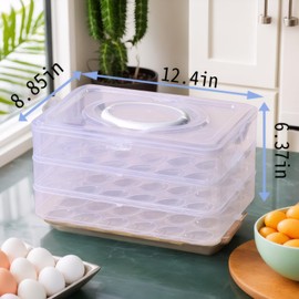 SAJDBASFG Covered Egg Holder,(Set of 3),Clear Egg Holder Storage Container,Stackable Plastic Refrigerator Egg Trays for Deviled Egg,Protect and Keep Fresh,Party Home Kitchen Supplies(72 Eggs)