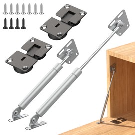 Drop Down Gas Struts,Gas Spring Hinge with 90 Degree Page Turning Axis,for Cabinet and Desk Downward Flap Slowly Down,Only Open Down The Door (2PCS, Black)