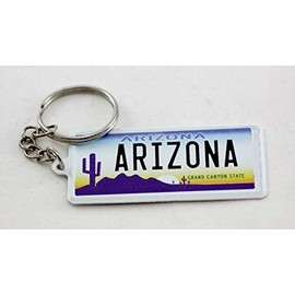 World By Shotglass Arizona License Plate Aluminum Ultra-Slim Rectangular Souvenir Keychain 2.5" X 1.25"x 0.06"