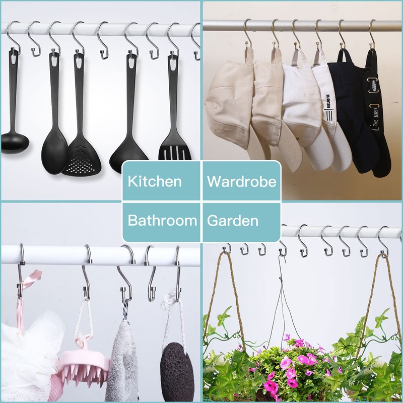Goowin Shower Curtain Hooks, 12 Pcs S Shape Shower Curtain