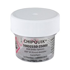 215025K - Chip Quik SMD2150-25000 Solder Spheres Sn63/Pb37 .010" (0.25mm) diameter 25K Bottle