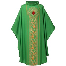BLESSUME Celebrants Chasuble Mass Vestments Robe Costume (Green, One Size)