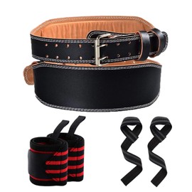YuHaru Power Belt, Lifting Belt, Muscle Training, Belt Training, Belt Weight, Small Size, Wrist Strap, 3-Piece Set