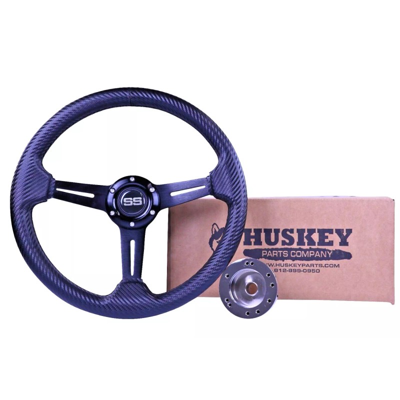 Huskey 13" Golf Cart Steering Wheel Carbon Fiber Wrap For