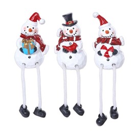 The Bridge Collection Holiday Snowman Figurines - Set of 3 - Decorative Tabletop Figurines for Holiday Decor - Christmas Snowman Shelf Sitters with Dangling Legs