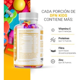 DFN Kids Multivitamínico en Gomitas para Niños, 180 Gomitas Sin Azúcar Añadida, con Ingredientes Naturales como Vitamina C, D3, Equinácea y Zinc para el Refuerzo del Sistema Inmunológico – DFN Kids B Life