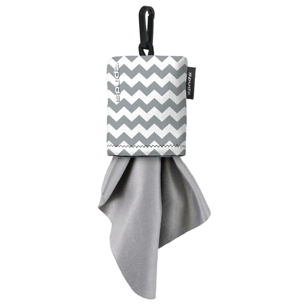 SPUDZ Classic | Microfiber Cloth Screen Cleaner and Lens Cleaner | Open Bottom | Gray Chevron | 10 x 10 Inches