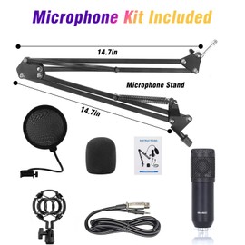 K600 Audio Interface Microphone Kit with DJ Mixer, 48V Phantom Power, for PC/Laptop/Phone, Streaming/Podcasting/Gaming