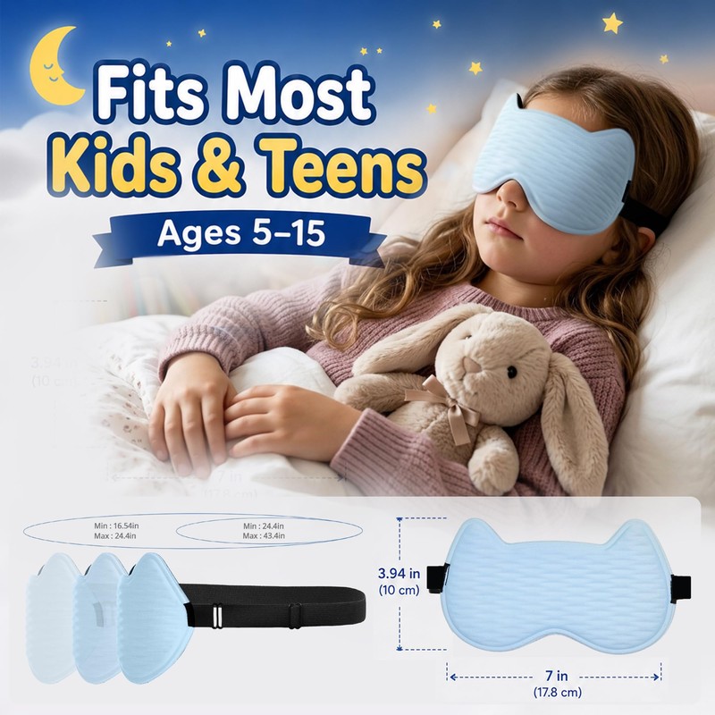 Kids Sleep Mask, 3D Contoured Kids Eye Mask for Sleeping