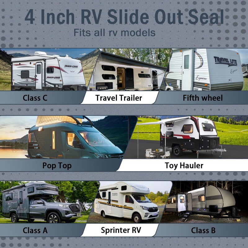 4 Inch RV Slide Out Seal, Weather Stripping Wiper with