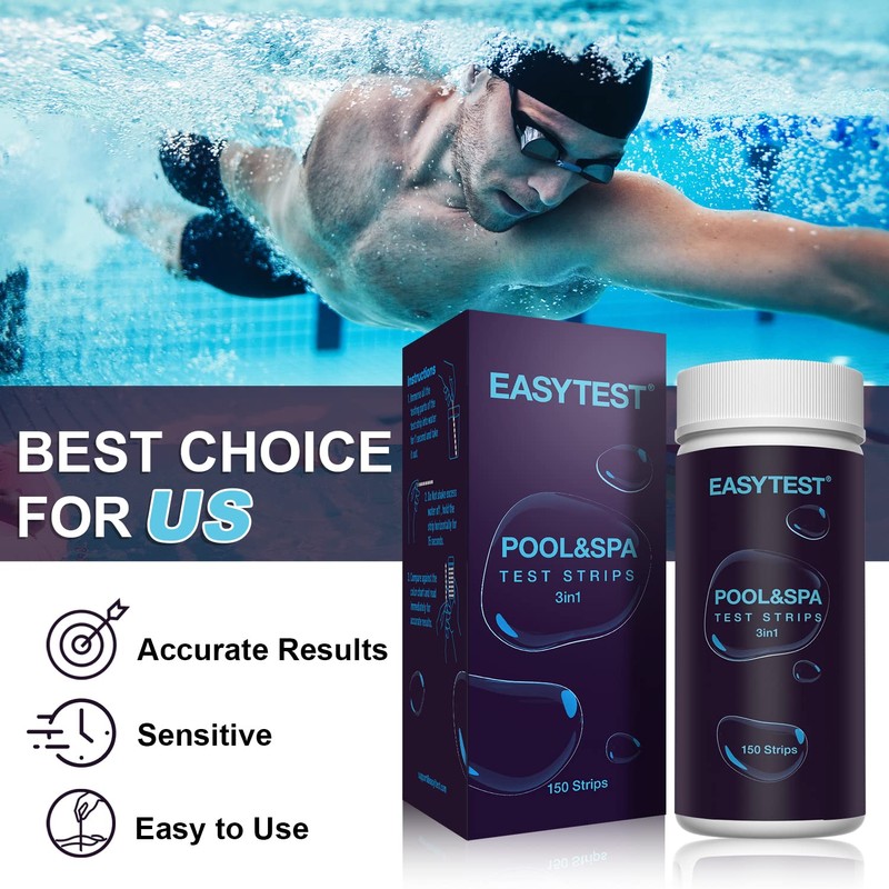 EASYTEST Hot Tub Test Strips, 150 Strips Pool and Spa