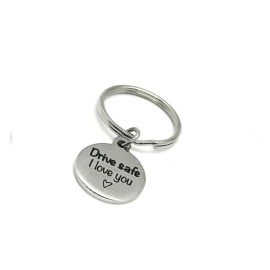 JKCE Designs Drive Safe I Love You Charm Key Chain, New Car Gift, Graduation Gift, Son Gift