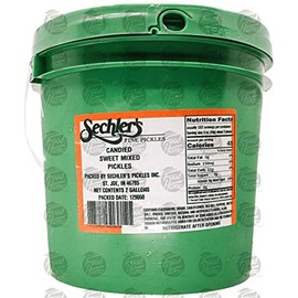Sechler's candied sweet mixed pickles, 2-gallon plastic pail