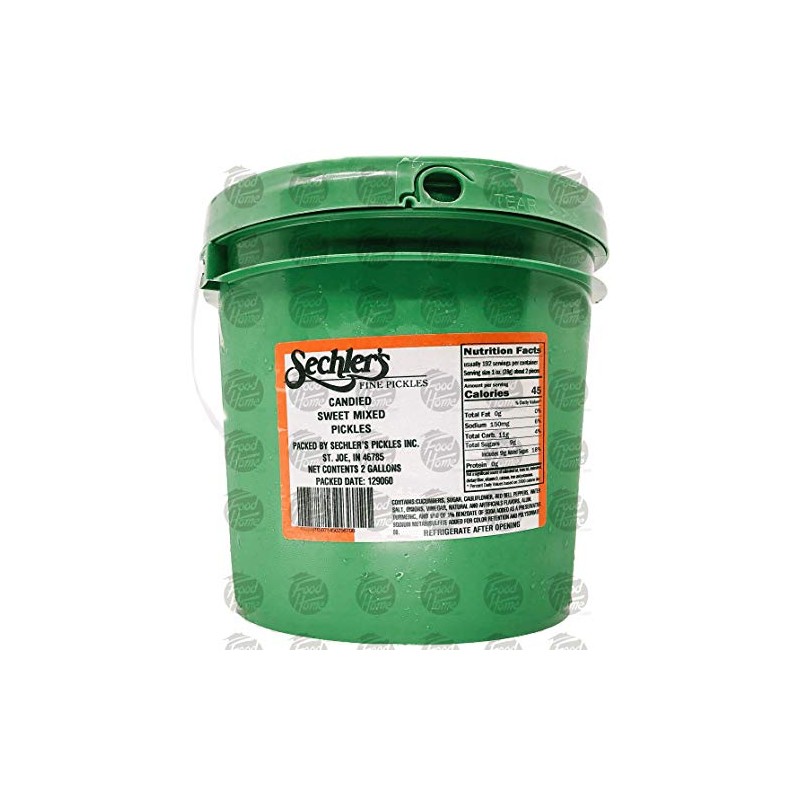 Sechler's candied sweet mixed pickles, 2-gallon plastic pail