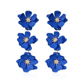 TOFBS Earrings Women Girls Flower Drop Long Matte Metal Earrings Boho Vintage Petal Earrings Fashion Jewellery Gifts Accessories, ✰