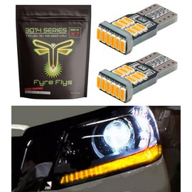 Fyre Flys LED Headlight DRL Strip Bulbs for 2013-2015 Honda Accord Super Bright Canbus Error Free 3014 Series (Yellow/Amber), X7-3014-18-CN-HA