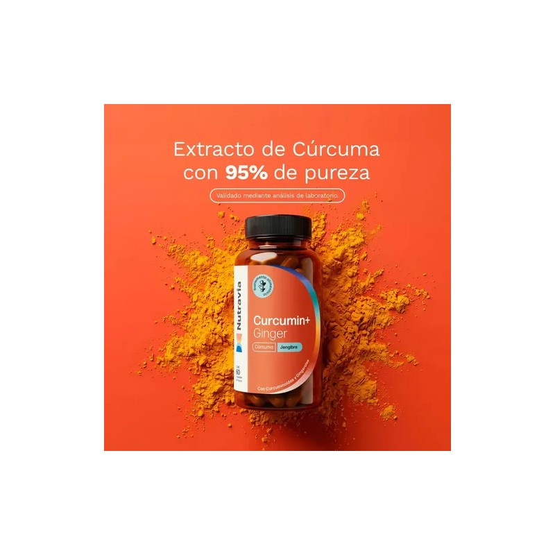 Nutravia Extracto Cúrcuma 95% + Jengibre 60 Caps. Veganas Sin