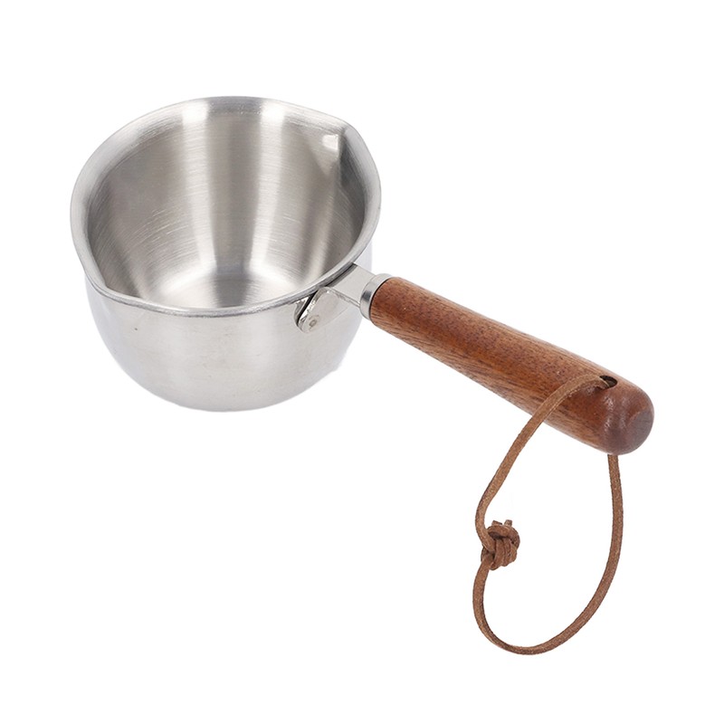 Butter Warmer Stainless Steel Wooden Handle 3 Layers Multi Purpose