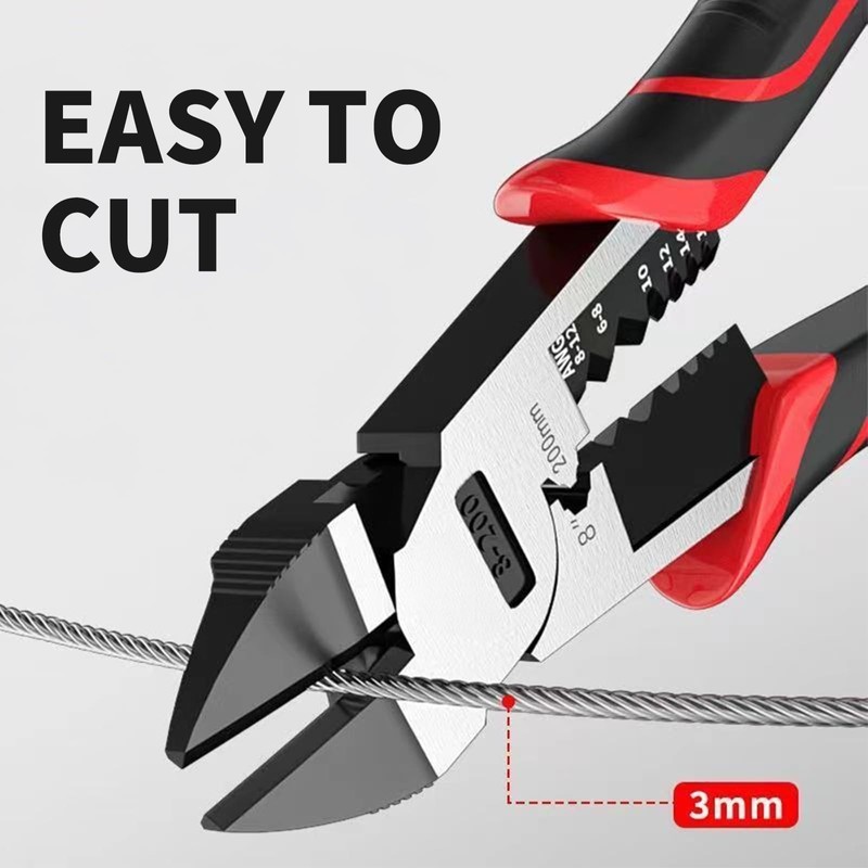 Wire Cutters - 8" Pro Side Cutters with Wire Stripper