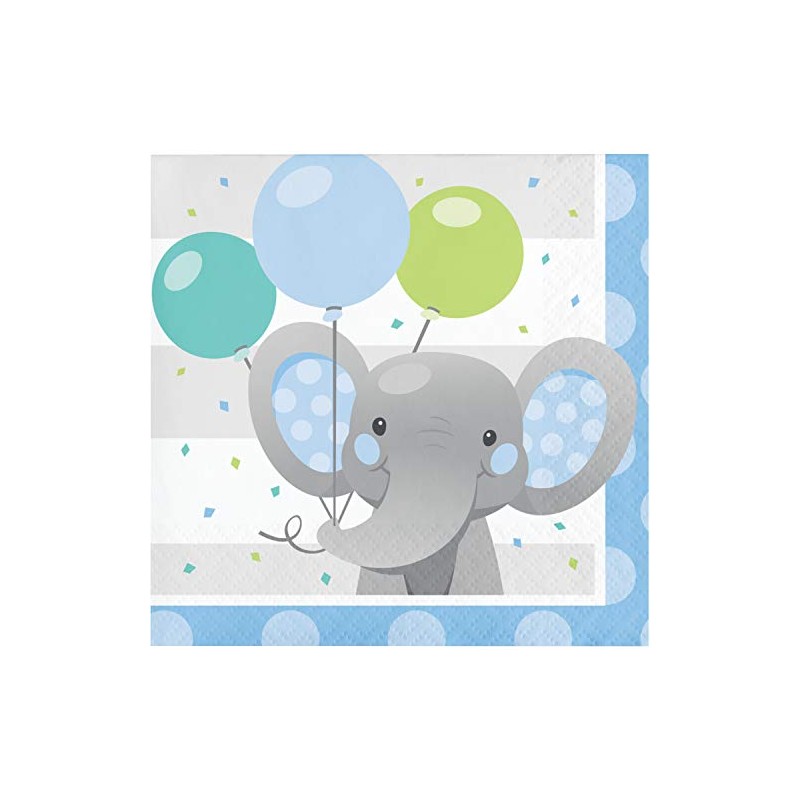 Creative Converting Enchanting Elephants Boy Beverage Napkins, 16 ct