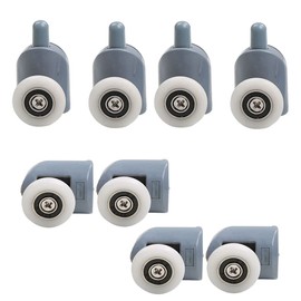 8 Pcs Shower Door Rollers Wheels, Shower Room Upper & Bottom Single Pulley Runners Set, 25MM Diameter Bathroom Roller Guides Home DIY Replacement Parts