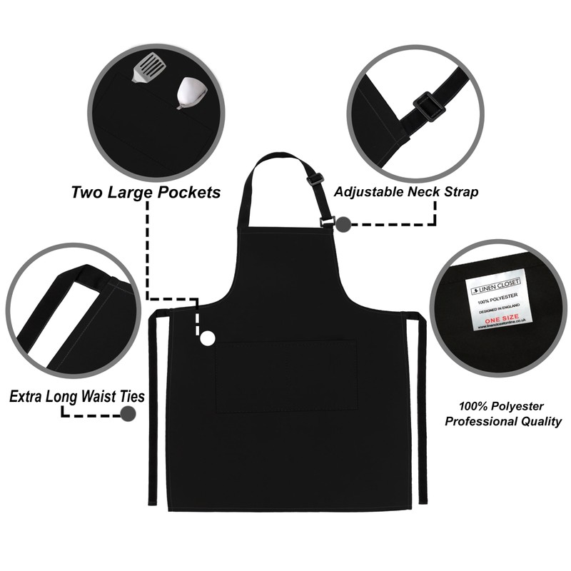 LINEN CLOSET® 4 Pack Apron Unisex Adjustable Bib Apron Ladies