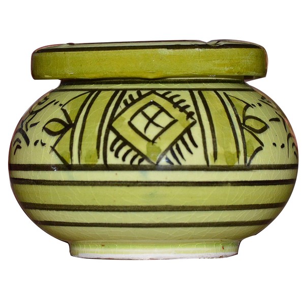 Ceramic Ashtrays Hand Made Moroccan smokeless Ceramic Vivid Colors Small White Lime