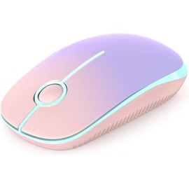 Unipows Wireless Mouse - 2.4G Slim Portable Computer Mouse with Nano Receiver, Less Noise Mobile Optical Mice for Notebook, PC, Laptop, Computer, Mac (Gradient Pink to Purple)