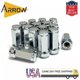 ARROW 24 Chrome 14x1.5 Bulge Acorn Lug Nuts XL 2" For Chevy GMC Silverado Sierra 1500