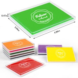 Fstaor Large Brown Permanent Ink Pad for Rubber Stamps, 5x4 inch Non-Toxic Safe Stamp Pads for Kids Paper Wood Fabric