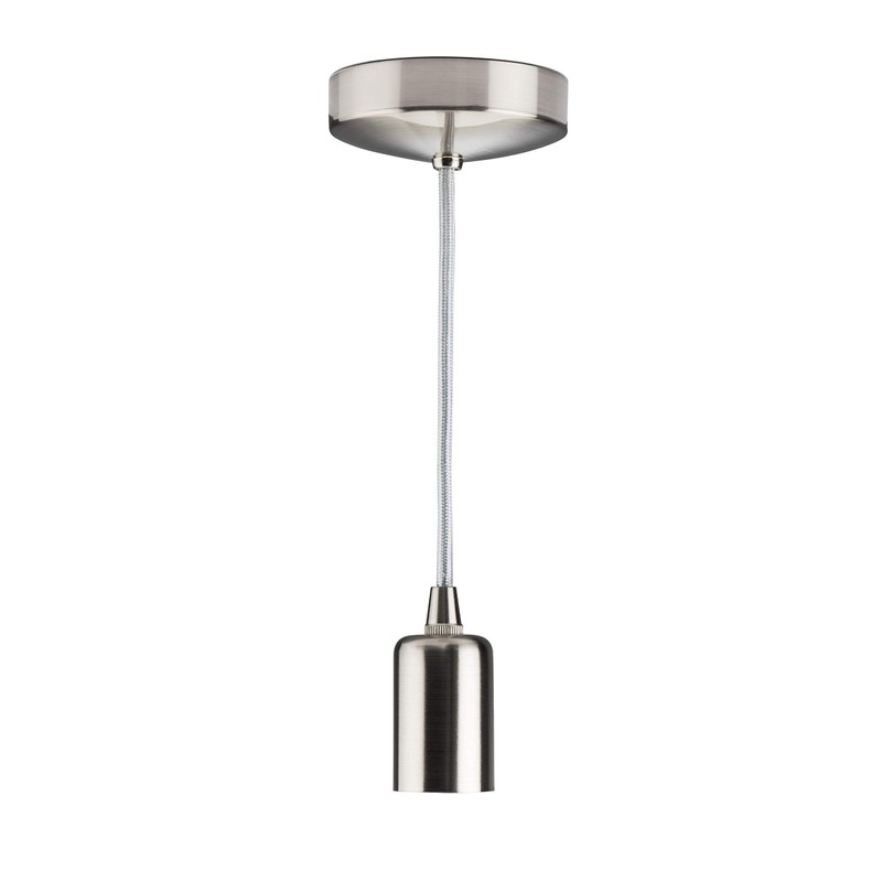 Knightsbridge 6 Inch E27, Contemporary Pendant Set in Brushed Chrome