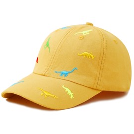 MCWTH Dinosaur Baseball Cap for Toddler Boys Girls, Kids Embroidered Sun Hat 2-8 Years Old Yellow