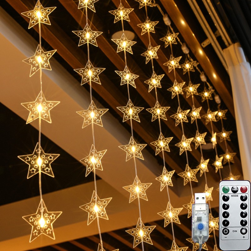 Fairy Christmas Lights LED Star String Lights with Remote for