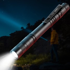 Watris Veiyi LED Mini Small Flashlight, 500 Lumens Pocket Pen Flashlight, Portable Pen Light with Clip for Fishing, Hiking, Inspection, Repair, Engineer(5.2 x 0.6 inch)