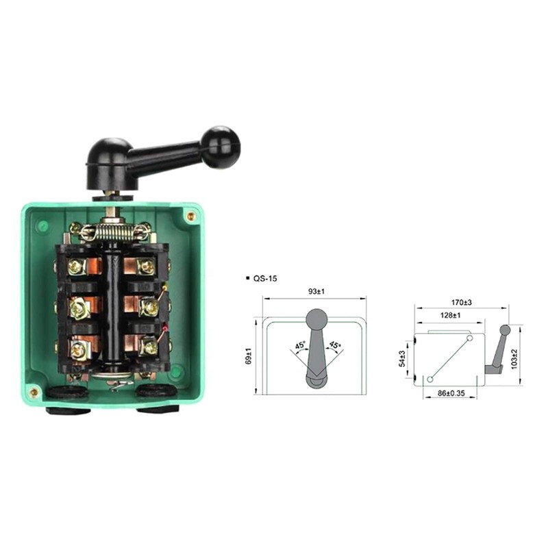 15A Drum Reverse Switch Forward/Off/Reverse Motor Control Waterproof Rain-Proof Reversion
