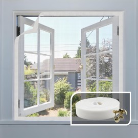 AMIGO Fly Screen Window with Innovative Velcro Tape, 110 x 130 cm, The Material is Fibreglass, Fly Net and Mosquito Net for Windows, White