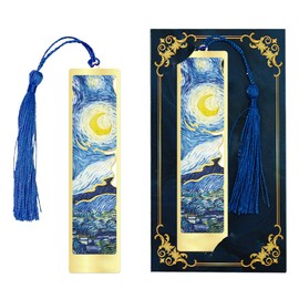 Bookmark, Metal Bookmark, Bookmark with World Famous Paintings, Gifts for Women, Page Marker Gifts for Teachers, Students, Readers, Friends (The Starry Night)