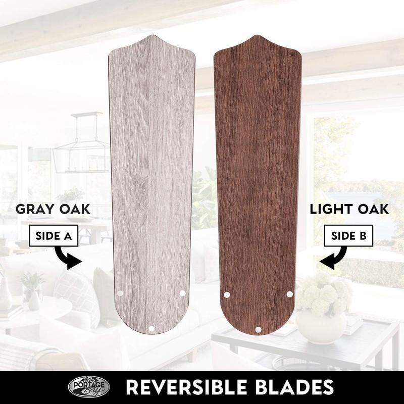 Portage Bay 51490 Cherry Hill Ceiling Fan, 42, Brushed Nickel