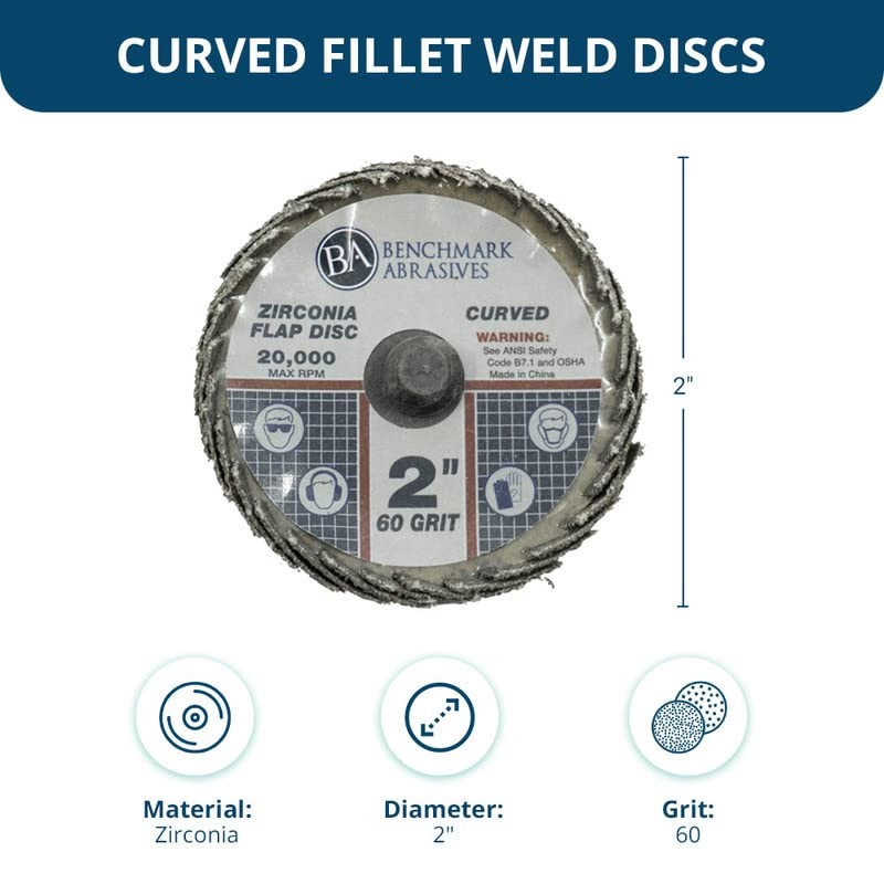 Benchmark Abrasives 2" Quick Change Zirconia Curved Flap Disc Grinding