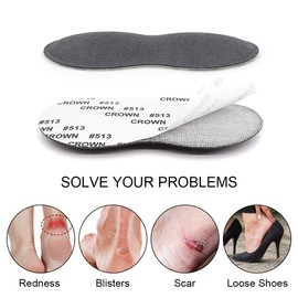 Dr.Foot Heel Grips for Women and Men, Self-Adhesive Heel Cushion Inserts Prevent Heel Slipping, Improve Shoes Too Big, Rubbing, Blisters, Foot Pain- 2pairs+ Extra 1pair(Grey)
