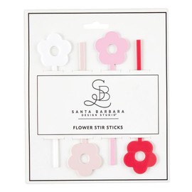 Santa Barbara Design Studio Stir Sticks for Drinks Acrylic Cocktail Stirrers, Set of 4, Pink Flowers