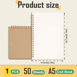 A5 Kraft Notebook - 50 Sheet/100 Page Writing Journal with Gold Metal Coil | Bend-Resistant Rounded Corners for Office, Student Notes & Sketching(Blank)