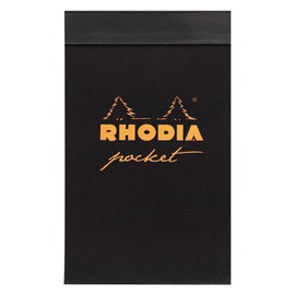 RHODIA 8220C - Stapled Notepad Pocket Black or Orange - 7.5 x 12 cm - Small Squares - 40 Detachable Sheets - White Clairefontaine Paper 80 g/m - Soft and Resistant Cover - Classic