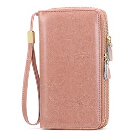 SENDEFN Womens Wallet Zip Around Card Holder Large Leather Phone Wristlet with RFID Blocking
