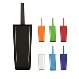 KW Easy Luxury Enclosed Plastic Toilet Brush and Holder (Black)