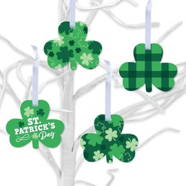 Big Dot of Happiness Shamrock St. Patrick’s Day - Saint Paddy’s Day Decorations - Tree Ornaments - Set of 12