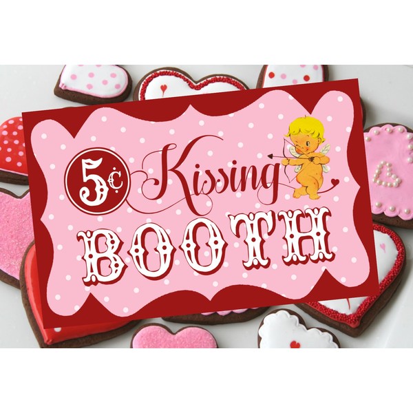 Kissing Booth Poster Valentine Day Party Decor Door Wall Decoration