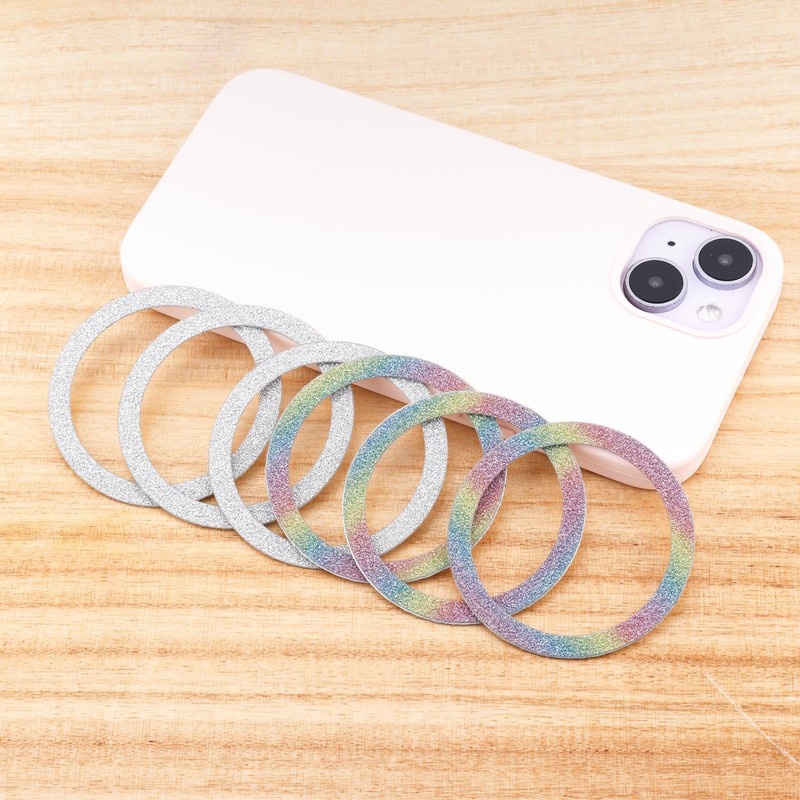 6pcs Universal Magnetic Ring, Sparkle Metal Ring Stickers No Magnet